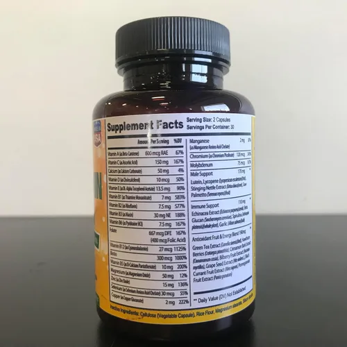 Miniatura 7 de Suplemento multivitamínico para hombres para energía, concentración y rendimiento. Vitaminas A, C, D, E y B12, zinc, calcio, magnesio y más. Multi