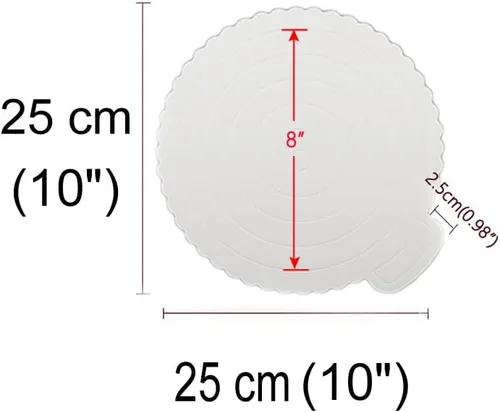 Miniatura 2 de KINGREE 25 tableros para pasteles de 10 pulgadas para pasteles de 8 pulgadas, tableros de mousse para pasteles, postres, pastelería (redonda-blanco)