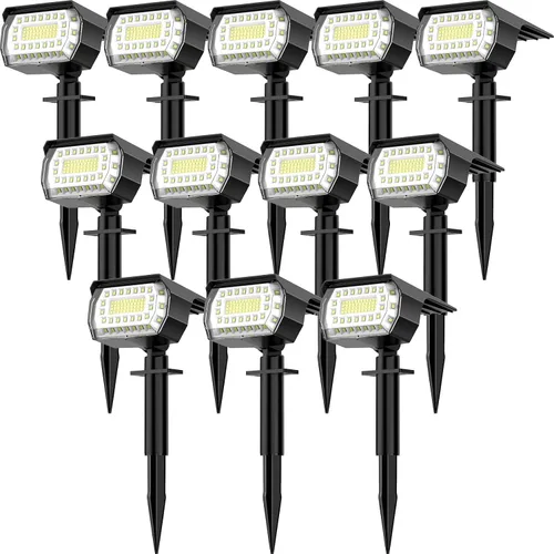 Miniatura 9 de LANSOW Focos solares para exteriores que cambian de color, [7 modos/8 unidades] Focos de paisaje de Navidad, luces solares impermeables
