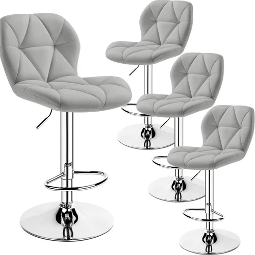 Miniatura 17 de Yaheetech Juego de 2 taburetes de bar, modernas sillas ajustables para isla de cocina, taburetes giratorios de piel sintética negra para bar, Negro