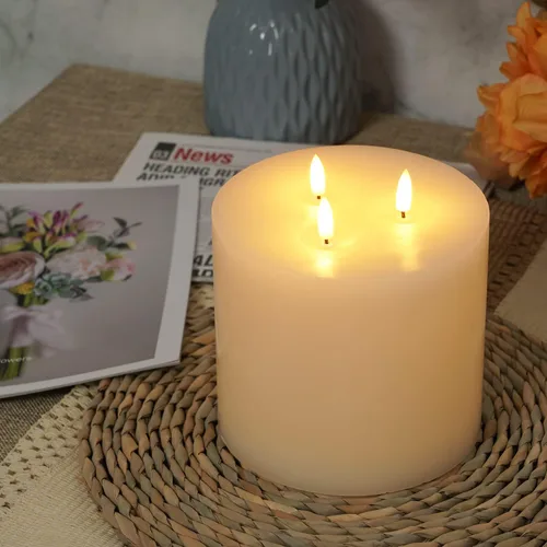 Miniatura 4 de Amagic Velas sin llama extra grandes de 6 x 6 pulgadas con 3 mechas, velas a pilas con control remoto y temporizadores, velas LED de pilar de 6