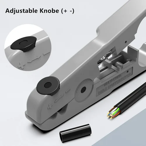 Miniatura 4 de Yankok [Herramienta de corte y pelado de cables S501B] Gris con profundidad de hoja ajustable para UTP, FTP, STP, CAT5/5e CAT6/6a Ethernet, cables