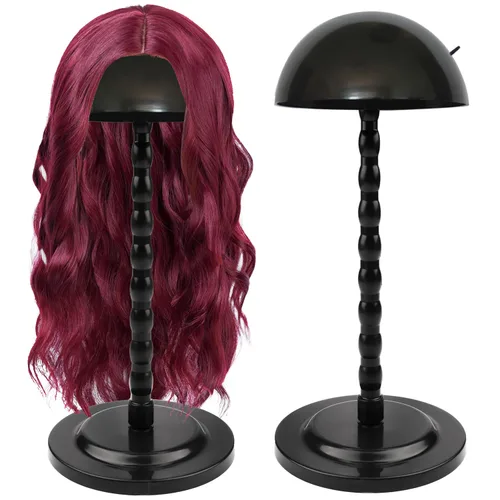 Soporte para peluca, 1 soporte para cabeza de peluca de 13.8 pulgadas, soporte de peluca portátil negro antideslizante, soporte de cabeza de peluca