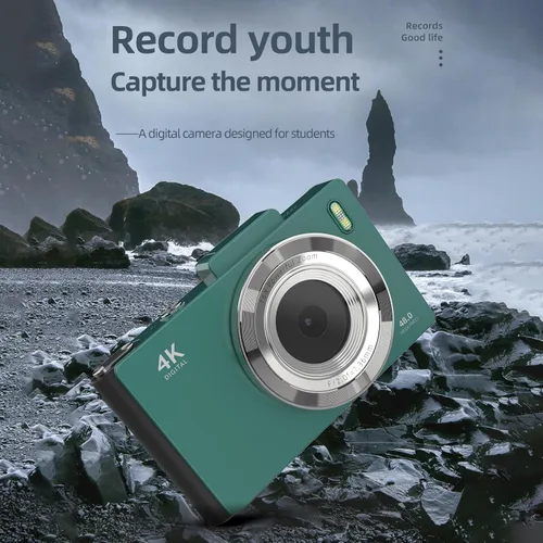 Miniatura 5 de Andoer Cámara digital 4K, cámara de video digital portátil, cámara CCD de 48 MP, pantalla IPS de 2.8 pulgadas, antivibración, zoom 16X, enfoque Verde