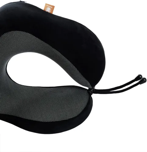 Miniatura 4 de Almohada de viaje de espuma viscoelástica, almohada para el cuello con soporte de cabeza de 360 grados, cómoda ideal para dormir en avión, Negro