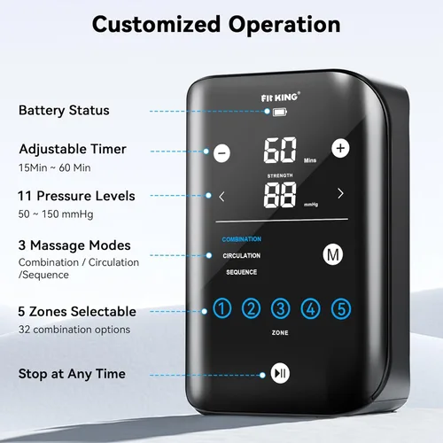 Miniatura 3 de FIT KING Sistema de recuperación inalámbrico mejorado, masajeador profesional de compresión de aire, reduce el dolor muscular y mejora