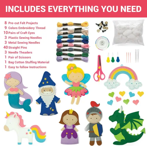Miniatura 2 de Craftorama Kit de costura para niños, divertido y educativo juego de manualidades de cuento de hadas para niños y niñas de 7 a 12 años, kit