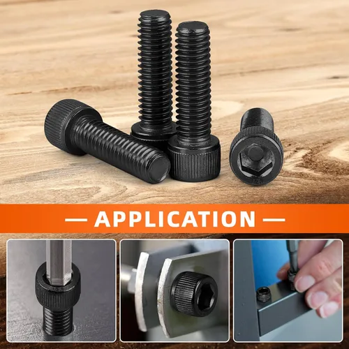 Miniatura 5 de Tornillos de cabeza hueca M6 x 0.787 in (0.315 in a 3.937 in disponibles), acero aleado grado 12.9 óxido negro, unidad de enchufe Allen, rosca