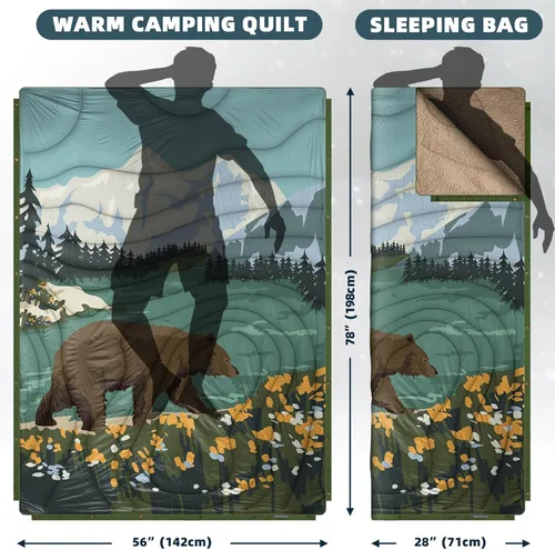 Miniatura 4 de Manta de Campamento al Aire Libre con Forro Sherpa, Manta de Campamento Extra Cálida y Gruesa y Poncho Ultraligero y Esponjoso DWR para Clima Frío
