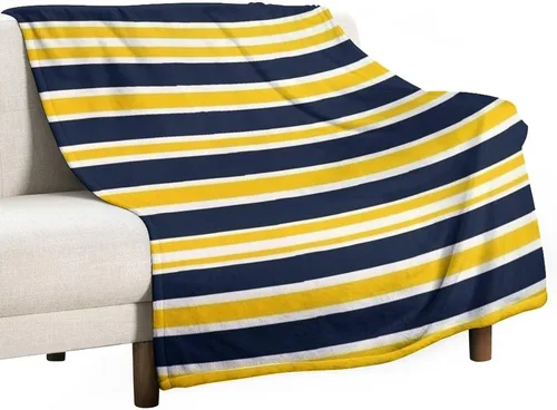 Miniatura 41 de Manta de rayas náuticas amarillas y azul marino, moderna, ultrasuave, manta de microfibra para sofá, cama para niños y adultos, 30 x 40 pulgadas