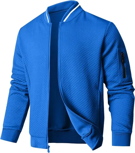 Miniatura 6 de SAVKOOV Chaqueta ligera de ajuste holgado para hombre, chaqueta bomber casual y elegante