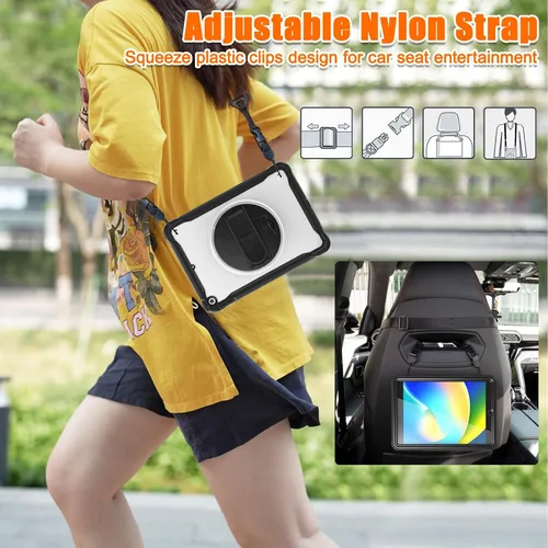 Miniatura 4 de BLOSOMEET Funda transparente para iPad de 9ª/8ª/7ª generación 2021/2020/2019 de 10.2 pulgadas con protector de pantalla de vidrio templado y soporte