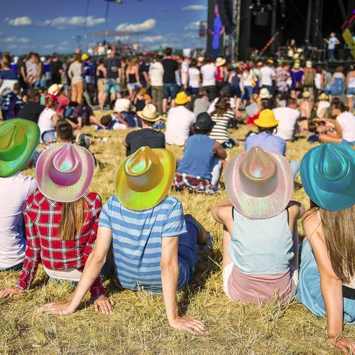 Miniatura 6 de SoJourner Bags Sombrero de vaquero espacial con purpurina brillante, divertido sombrero de vaquera holográfico metálico para fiesta