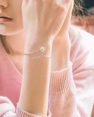 Miniatura 3 de Jeeless Sakura - Pulsera de apertura ajustable de plata de ley 925