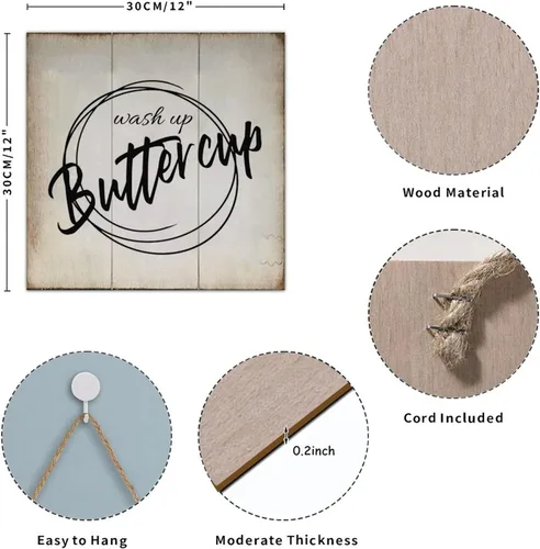 Miniatura 2 de Funny Bathroom Pallet Sign Plaque Wash Up Butter Cup Rural Wood Family Sign Board Country Bathroom Wall Hanging Decor for Toilet Restroom Bathroom