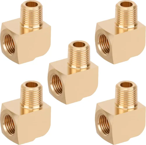 Miniatura 7 de 2 unids 1/8 "accesorios de latón de 90 grados Barstock Street Elbow 1/8 "NPT macho tubo a 1/8 "NPT hembra codo de tubo forjado accesorios de tubería