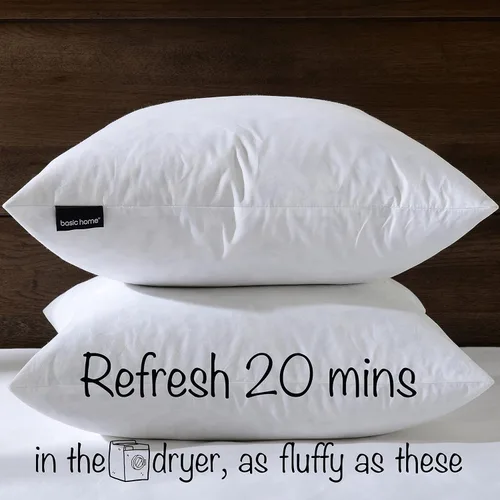 Miniatura 7 de basic home 28x28 Euro Throw Pillow Insert-Down Almohada de plumas Inserto-Tela de algodón Blanco-1 pieza