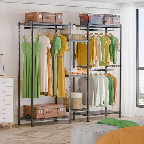 Miniatura 6 de LEHOM G6M Perchero resistente para colgar ropa, perchero portátil de tamaño compacto para organizar el clóset, perchero de metal independiente