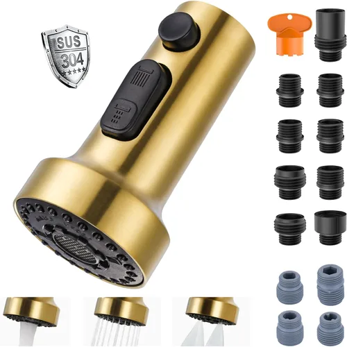 Miniatura 13 de Reemplazo de Cabezal de Grifo Extraíble: Reemplazo de Cabezal de Rociador de Grifo de Cocina de 3 Funciones con 9 Adaptadores - Cabezal de Grifo
