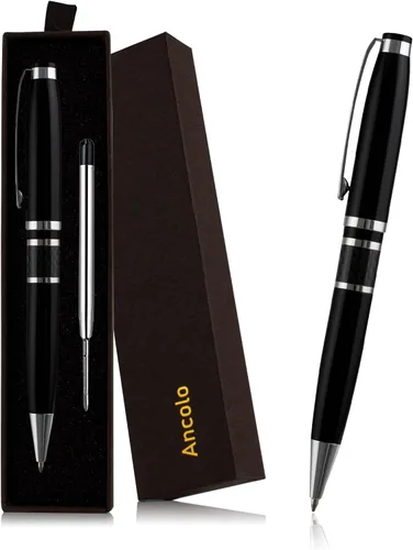 Miniatura 8 de Ancolo Bolígrafo personalizado: bolígrafos ejecutivos para hombres, mujeres, caja de regalo de bolígrafo de metal y 2 recambios de tinta negra Rojo