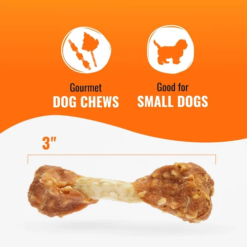 Miniatura 5 de Good 'n' Fun Mancuernas con sabor a pollo, 4 onzas, aperitivos de cuero crudo para perros pequeños