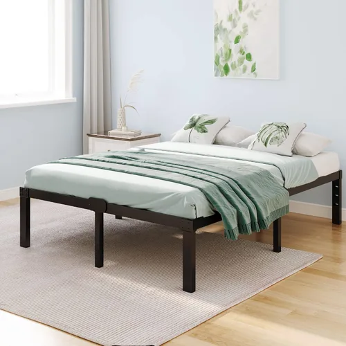 Miniatura 6 de Marco de cama con plataforma tamaño Queen con cabecero y almacenamiento, compatible con colchones de 14 pulgadas de alto, estructura metálica, sin