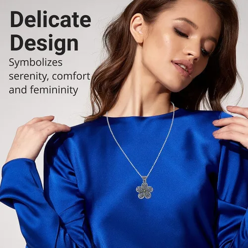 Miniatura 2 de Shop LC - Colgante de flor de plata de ley 925, collares con colgante de filigrana floral para mujer, joyería de disfraz para mujeres, regalos