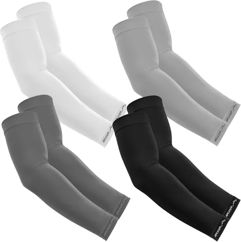 APEXUP Mangas refrescantes para hombres y mujeres, protección solar UV UPF 50, mangas de compresión para voleibol para exteriores 1 negro+1 blanco+1