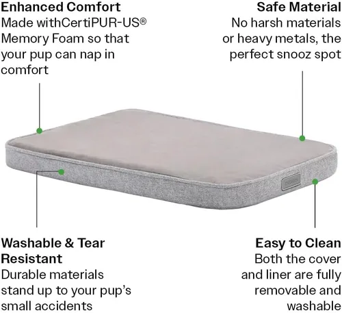 Miniatura 3 de Diggs Snooz - Cama para perros de espuma viscoelástica, almohadilla para jaula de perro de tamaño ideal, cama ortopédica de alta calidad para jaula