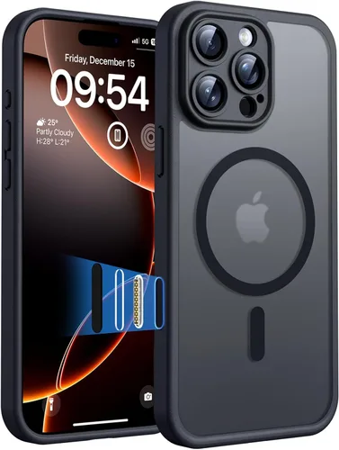 Miniatura 100 de TOCOL Funda magnética 3 en 1 para iPhone 14 Pro, mejorada [protección completa de cámara] con 2 protectores de pantalla, funda de grado militar Azul