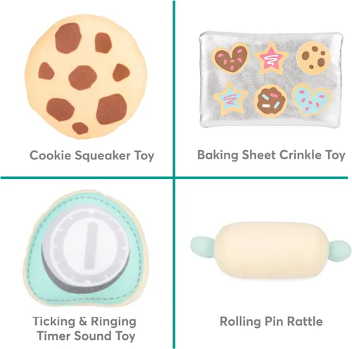 Miniatura 2 de Baby GUND My First Baking - Juego de peluche con sonidos, sonajero, chirridos y arrugas, juguete sensorial de felpa ultrasuave para bebés y recién