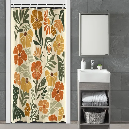 Miniatura 31 de Black Floral Shower Curtain Stall Small Half Single Mini Boho Flower Farmhouse Vintage Gothic Abstarct Retro Funky Botanical Moody Fabric Cloth