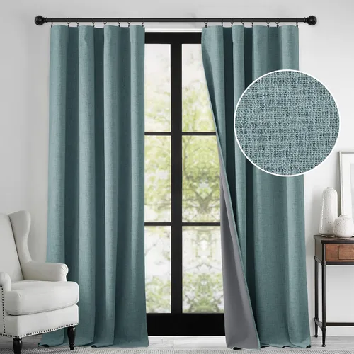 Miniatura 19 de RYB HOME Cortinas cortas opacas 100% marrones, 45 pulgadas de largo, 52 pulgadas de ancho, bloqueo de luz y aislamiento térmico para cocina