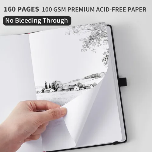 Miniatura 4 de Heture Cuadernos de tapa dura, cuadernos rayados A5 para escribir 160 páginas, 8.2 x 5.5 pulgadas, cuadernos clásicos a rayas para universidad