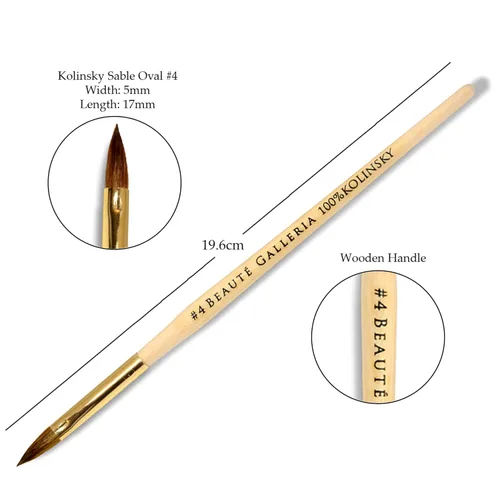 Miniatura 3 de Beaute Galleria Kolinsky Sable - Juego de 3 pinceles acrílicos ovalados para arte de uñas, pintura para detalles de manicura, bolígrafo para arte