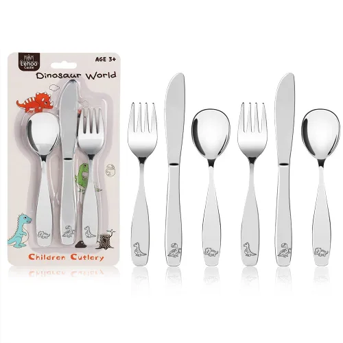 Miniatura 11 de Lehoo Castle Cubiertos para niños pequeños, 6 piezas, utensilios de acero inoxidable para niños, cubiertos seguros para niños para autoalimentarse