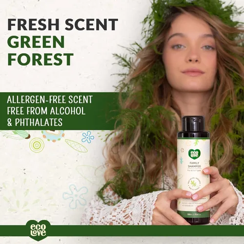 Miniatura 4 de ecoLove - Champú natural para todo tipo de cabello, sin lauril sulfato de sodio, vegano y libre de crueldad, extracto de pepino orgánico, sin SLS ni