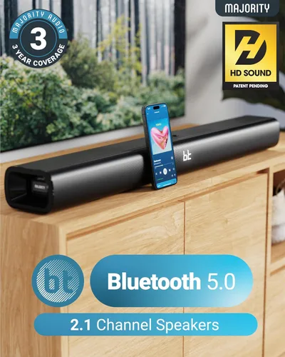 Miniatura 3 de Majority Barra de sonido Bluetooth de 140 W para Smart TV Barra de sonido inalámbrica 2.1 de 31 pulgadas para TV con sonido 3D Altavoces de TV