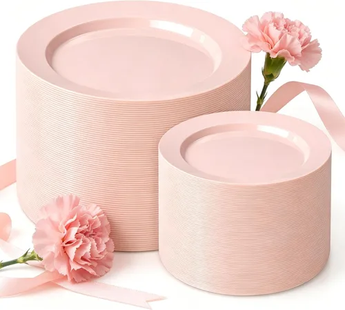 Miniatura 10 de FLOWERCAT Juego de 175 piezas de platos de Navidad y platos de bayas de acebo - Platos desechables de Navidad Incluyen 50 platos de plástico