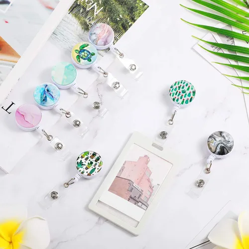 Miniatura 6 de Carrete retráctil para insignias, carretes de insignia de enfermera con clip de cocodrilo, clip decorativo con nombre en portatarjetas de Paquete