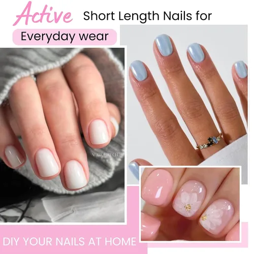 Miniatura 2 de Puntas de Uñas de Gel Redondas Extra Extra Cortas, SINOKAME Uñas Postizas a Presión Extra Cortas Transparentes Redondas, Mate Completo Sin Lima Uñas