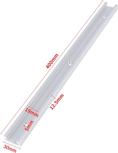 Miniatura 6 de Pistas en T de 15.748 in, pista de ranura en T de carpintería de aleación de aluminio con tornillos autorroscantes Carril de canal para carpintería