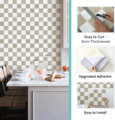 Miniatura 4 de Commomy 10 azulejos 3D mate para despegar y pegar de 11.8 x 11.8 pulgadas, ultraligeros de PVC, cuadrados, para despegar y pegar para cocina