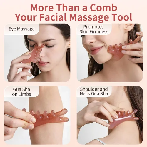 Miniatura 2 de TAIHI Gua Sha - Peine de masaje, masajeador de cuero cabelludo 4 en 1, herramienta facial para cuello, cuerpo, drenaje linfático, alivio de tensión