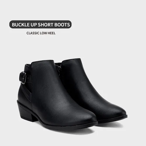 Miniatura 5 de VEPOSE botas al tobillo para mujer con tacón bajo y grueso, con perforaciones, botas de vaquero