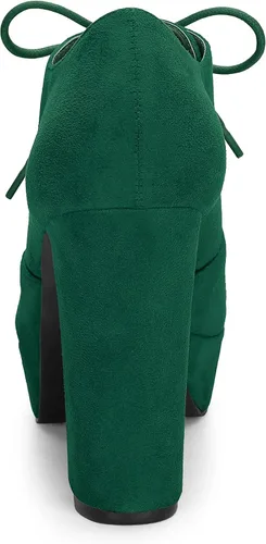 Miniatura 4 de Allegra K Botas de plataforma con cordones gruesos para mujer
