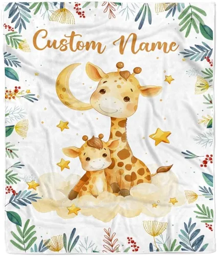 Miniatura 18 de Manta de bebé safari personalizada con nombre personalizado para niñas, hija recién nacida, nieta, sobrina, cumpleaños, manta de forro polar