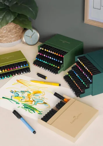 Miniatura 5 de Faber-Castell Art & Graphic Pitt Artist Pen Brush India Ink Pen, multicolor, caja de estudio de 60 unidades, para arte, manualidades, dibujo