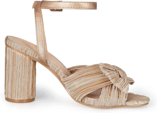 Miniatura 3 de Athlefit Sandalias de tacón grueso con punta abierta para mujer con lazo y correa al tobillo para boda