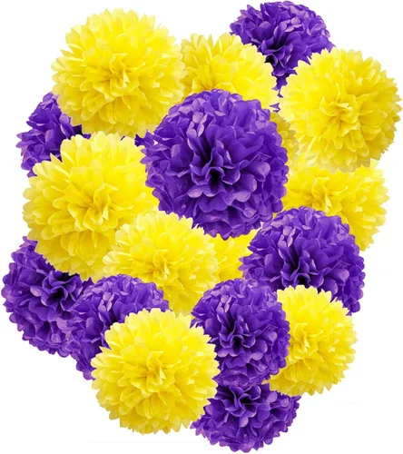 Miniatura 13 de Capesaro Pompones de Papel Dorado y Negro - 10", 12" Decoraciones de Papel Tisú para Decoración Colgante de Fiestas - Juego de 12 Piezas